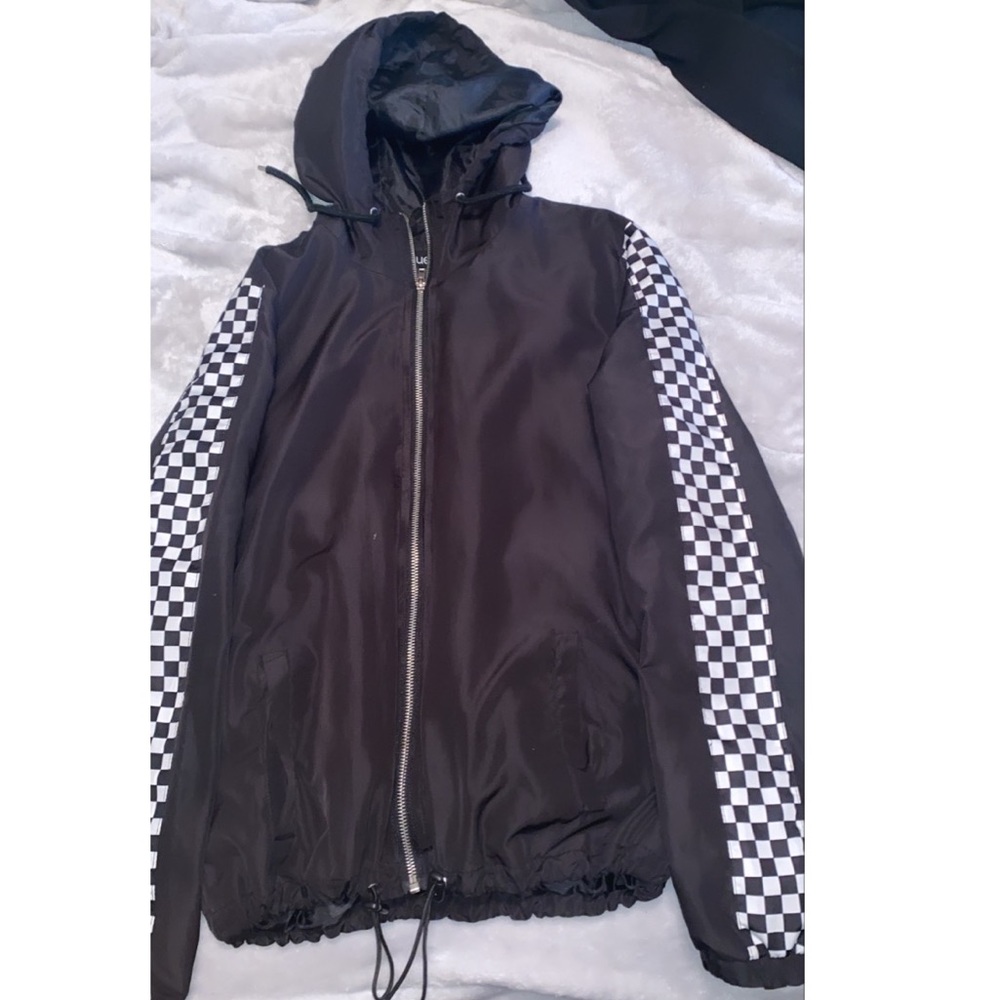 Black Checkered Wind Breaker
